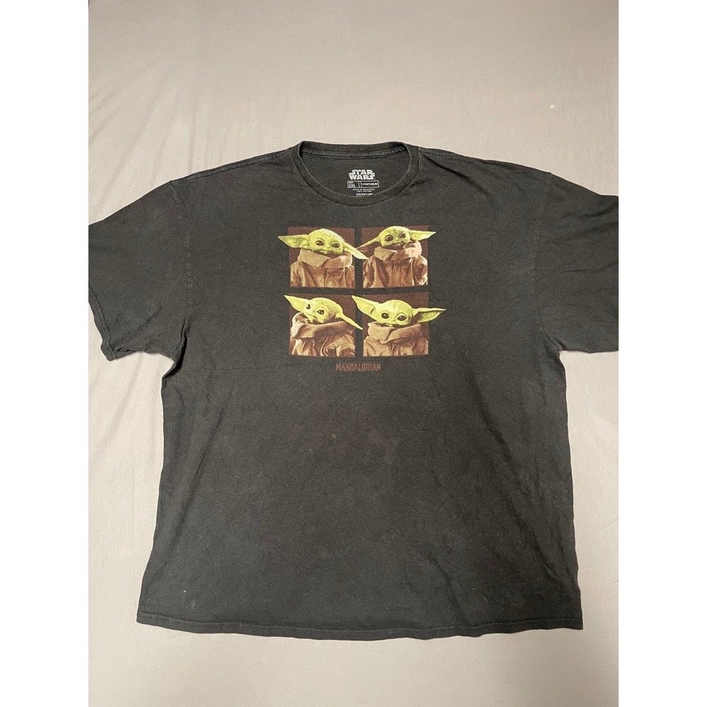 Star Wars Mandalorian Grogu Baby Yoda Graphic Tee Mens 2XL Black Fifth Sun
